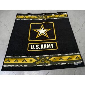 Pendleton US Army Military Aztec Blanket Black Yellow Wool Made in USA Retired